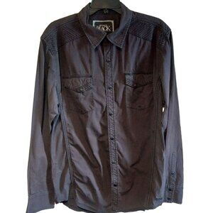 Buckle Black Mens Standard Fit XL Long-Sleeve Button-Up Shirt With Western Stitc
